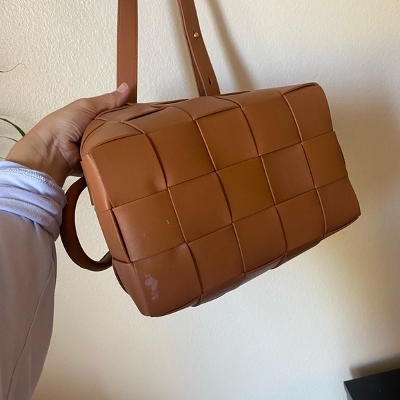 J.Mclaughlin Women’s Garance Woven Leather Handbag Crossbody Bag Tan Resortwear - Picture 7 of 14